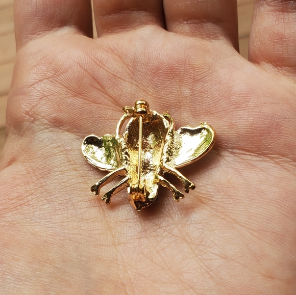 NWOT Gold Rhinestone Bumblebee Brooch Pin - Picture 5 of 6